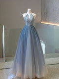 Sexy Ball Gown Scoop Neckline Tulle Long Prom Dresses HZ1022