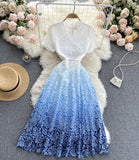 Cute V Neck A Line Lace Dress HZ1022