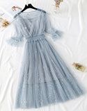 A Line Two Pieces Tulle Dress With Sequins HZ1022