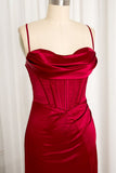 Mermaid Spaghetti Straps Floor Length Prom Dress With Slit 21st Birthday Outfit HZ1022