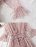 A Line Two Pieces Tulle Dress With Sequins HZ1022