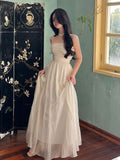 Simple A line Straps Long Ivory Prom Dress Birthday Outfits HZ1022