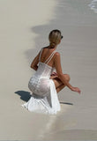 Sexy A line V neckline Floor Length Chiffon White Prom Dress HZ1022