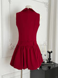 Sweet Burgundy Lapel Bow Bud Mini 17th Birthday Dress Homecoming Dress HZ1022