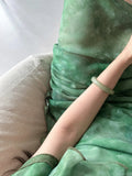 Elegant Dark Green Mermaid Ruffled Chiffon Long Prom Dress Evening Dress HZ1022
