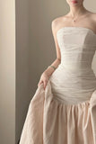 Elegant And Retro Pink And White Irregular Tulle Long Prom Dress Evening Dress Wedding HZ1022