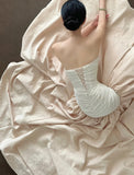 Elegant And Retro Pink And White Irregular Tulle Long Prom Dress Evening Dress Wedding HZ1022