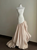 Elegant And Retro Pink And White Irregular Tulle Long Prom Dress Evening Dress Wedding HZ1022