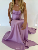 Sexy Mermaid Straps Lilac Slit Long Prom Dress HZ1022