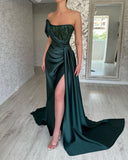 Classy Long Dark Green Sleeveless Beading Prom Gowns HZ1022