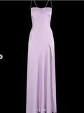 Sexy Mermaid Straps Lilac Slit Long Prom Dress HZ1022