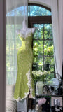 Fresh Green Mermaid Strapless Backless Criss-cross Lace Long Prom Dress Evening Dress HZ1022