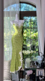 Fresh Green Mermaid Strapless Backless Criss-cross Lace Long Prom Dress Evening Dress HZ1022