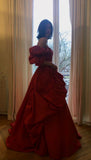 Stunning Ball Gown Off The Shoulder Long Burgundy Prom Dress Birthday Outfits HZ1022