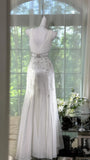 Elegant White Mermaid Strapless V-neck Beaded Chiffon Long Prom Dress Evening Dress HZ1022