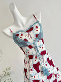 Retro Red White And Blue Contrast Print Slim Fit Mini Birthday Dress Homecoming Dress HZ1022