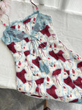 Retro Red White And Blue Contrast Print Slim Fit Mini Birthday Dress Homecoming Dress HZ1022