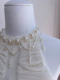 Elegant Ivory A-line Halter Nack Pearl Pleated Chiffon Prom Dress Evening Dress HZ1022