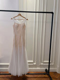 Elegant A-line Strap Pearl Tulle Long Prom Dress Evening Dress HZ1022
