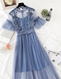 Cute A Line Tulle Lace Applique Dress Summer Dress HZ1022