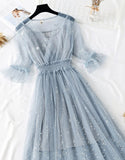 A Line Two Pieces Tulle Dress With Sequins HZ1022