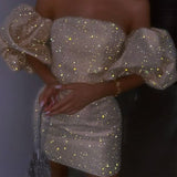 Elegant 17th Birthday Dresses Shiny Birthday Outfits With Sleeves HZ1022