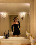 Elegant Off The Shoulder 17th Birthday Dresses Black Birthday Outfits With Gloves HZ1022