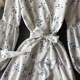 White V Neck Long Sleeve Dress Fashion Dress HZ1022