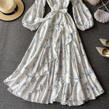 White V Neck Long Sleeve Dress Fashion Dress HZ1022