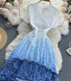 Cute V Neck A Line Lace Dress HZ1022
