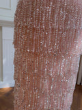 Gorgeous Pink Slim Square Neck 3D Flower Sequin Tassel Long Prom Dress Evening Dress HZ1022