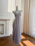 Elegant Light Purple Strappy V-neck Chiffon Long Prom Dress Evening Dress HZ1022
