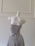 Sparkling A-line Strap Sequined Tassel Tulle Long Prom Dress Evening Dress HZ1022