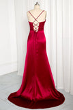 Mermaid Spaghetti Straps Floor Length Prom Dress With Slit 21st Birthday Outfit HZ1022