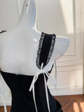 Vintage Black Mermaid Lace and Satin Long Prom Dress HZ1022