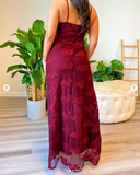 Burgundy Long Mermaid Prom Dresses Leg Split Formal Evening Dress HZ1022