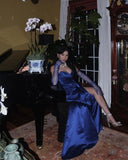 Modest Sweetheart Satin Slit Prom Dresses 21th Birthday Outfits HZ1022