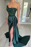 Classy Long Dark Green Sleeveless Beading Prom Gowns HZ1022