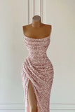 Elegant Strapless Mermaid Sequins Prom Dress Birthday Outfits HZ1022