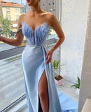 Mermaid Prom Dresses Sleeveless V Neck 3D Lace Appliques Sequins Beaded 17th Birthday Outfits HZ1022