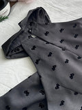 Vintage Grey Printed Lapel A-line Short 17th Birthday Homecoming Dress HZ1022