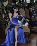 Modest Sweetheart Satin Slit Prom Dresses 21th Birthday Outfits HZ1022