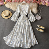 White V Neck Long Sleeve Dress Fashion Dress HZ1022