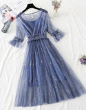 A Line Two Pieces Tulle Dress With Sequins HZ1022