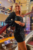 Short Homecoming Dress Sparkly Glitter Sequins Sheath Mini Homecoming Dresses HZ1022