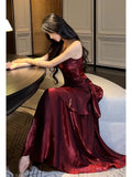 Pretty Mermaid Spaghetti Straps Olive Green Long Prom Dresses Evening Gowns HZ1022