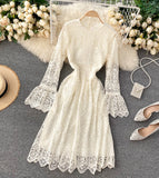 A Line Lace Long Sleeve Dress Fashion Dress HZ1022