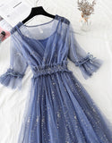 A Line Two Pieces Tulle Dress With Sequins HZ1022
