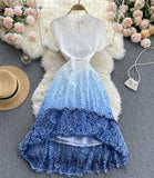 Cute V Neck A Line Lace Dress HZ1022
