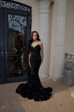 Simple Mermaid Black Sequin Prom Dresses 22th Birthday Outfit HZ1022